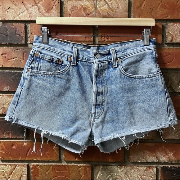 Vintage Redone Levi’s 501 High-Rise Cutoff Light Wash Button Fly Jean Shorts - Picture 2 of 7